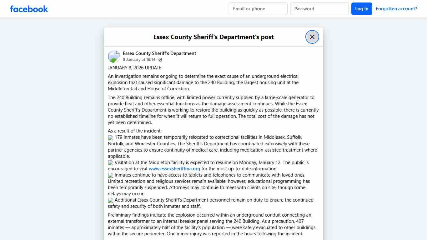JANUARY 8, 2026... - Essex County Sheriff's Department Facebook